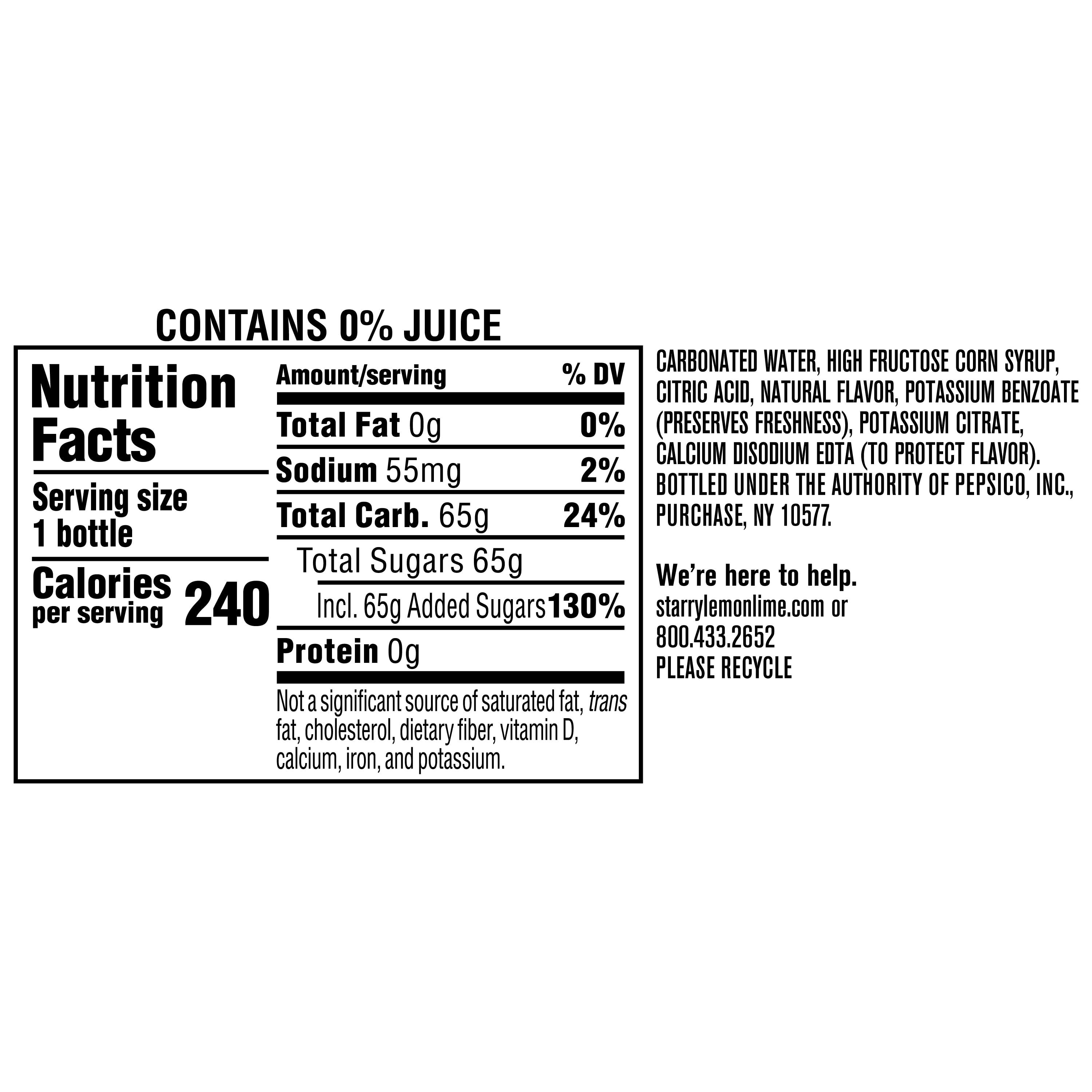 (4 pack) Starry Lemon Lime Soda Pop, 20 fl oz, Bottle