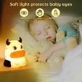 thumbnail image 5 of Night Light for Kids,Portable Tap Control Nightlight Lamp, 7 Colors Mode, Silicone Cute Animal Cow LED Nursery Night Lamp Bedroom Decor for Baby Infant or Toddler, 5 of 9