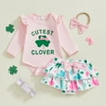 thumbnail image 2 of Youmylove Toddler Baby Girls Clothes Saint Patrick's Day New Girls Clothes Romper Bodysuits Skirt Headbands Cute Three Piece Sets 3-6 Months, 2 of 9