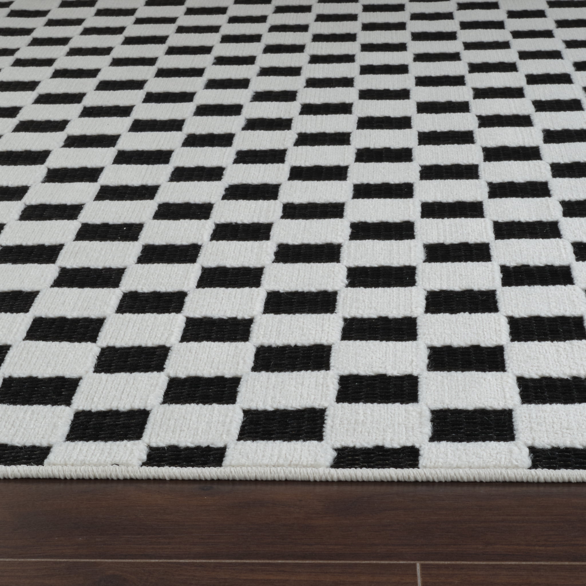 Rug Branch Maise Checkered Indoor Outdoor Area Rug, Black White, Modern - Entryway, Hallway, Bathroom, and Kitchen