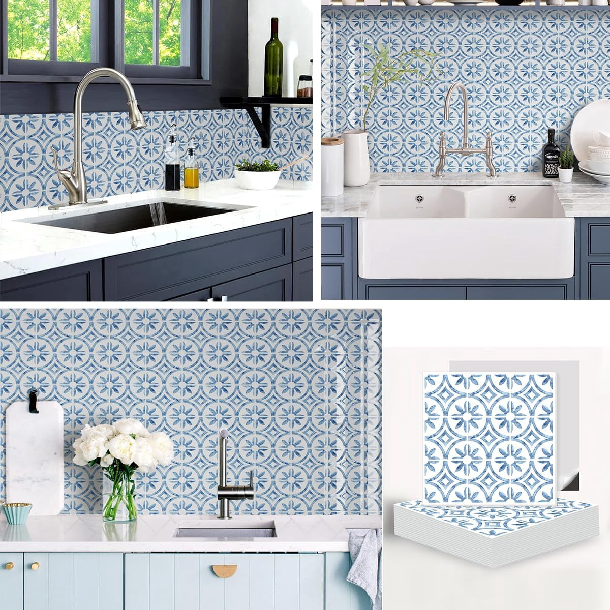 20 Sheet Peel and Stick Backsplash Tiles,Waterproof Self Adhesive Tile,Removable Vinyl Tile Sticker for Kitchen,Bathroom,Laundry Room ，RV 12" x 12"