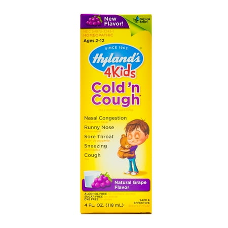 Hyland's 4 Kids Cold 'n Cough-Grape Flavored Relief Liquid, Natural Relief of Common Cold, 4