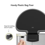 EKO Aria Kitchen Trash Can, 12 Gallon Stainless Steel Semi-Round Hands Free Step Lid Garbage Bin, Silver