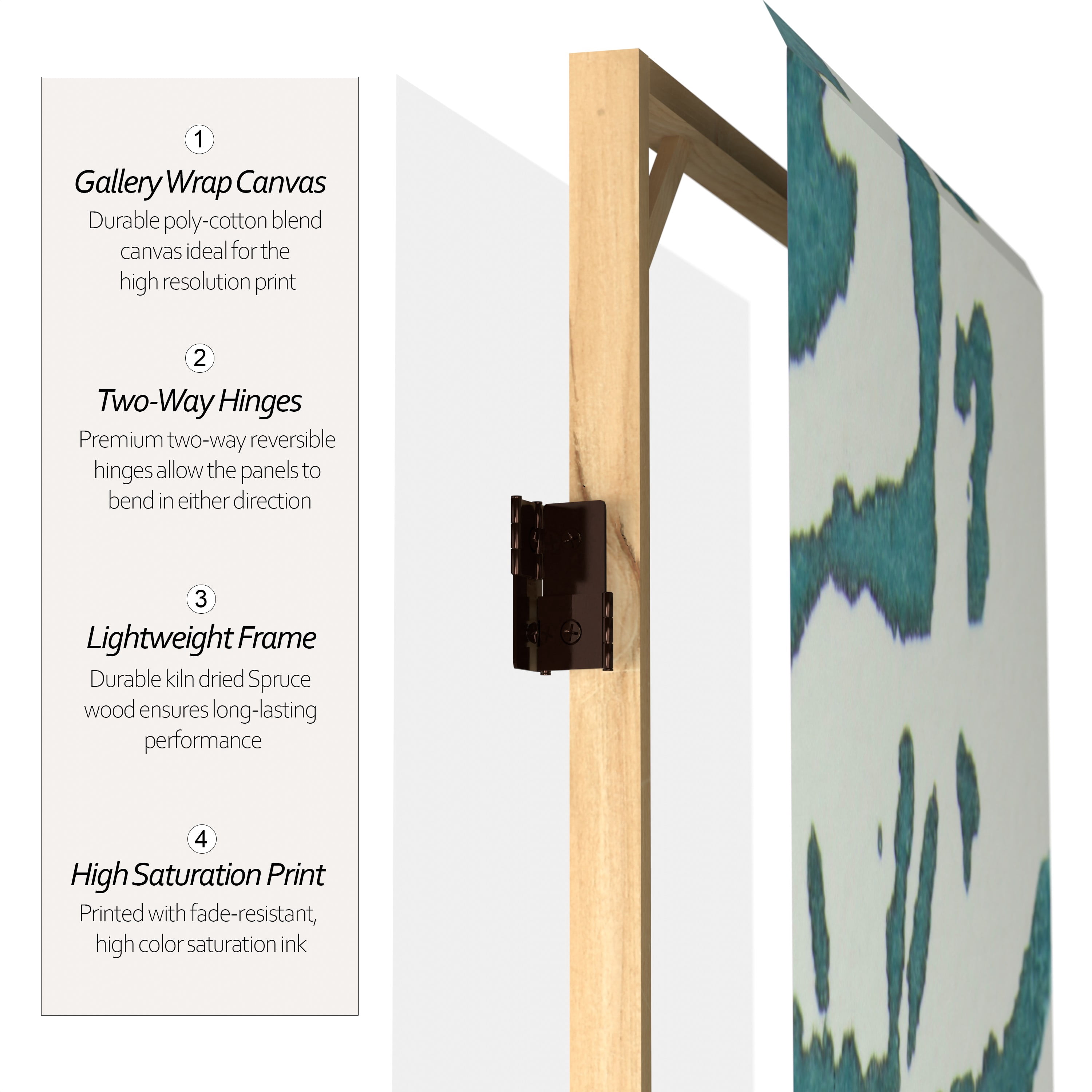 Oriental Furniture 6 ft. Tall Teal Vineyard Canvas Room Divider - 3 Panel