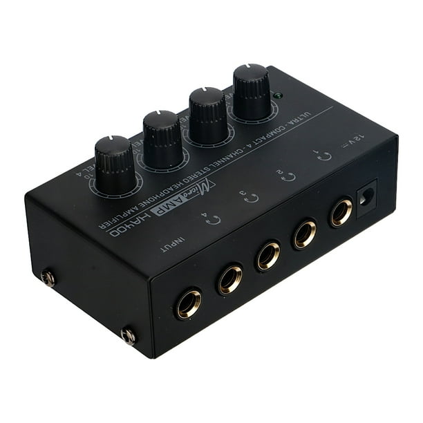 Amplificador de auriculares estéreo de audio ultracompacto de 4 canales para estudio (negro) WDOplteas Para estrenar
