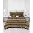 thumbnail image 3 of Black Golden Striped Twin Size Down Alternative Comforter, Lightweight Comforter Quilt Bedding Set with Pillow Shams Luxury Farmhouse Stripes All Seasons Bed Comforter Duvet Insert 68"x86", 3 of 7
