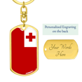 thumbnail image 3 of Tonga Flag Swivel Keychain Dog Tag Stainless Steel or 18k Gold, 3 of 10