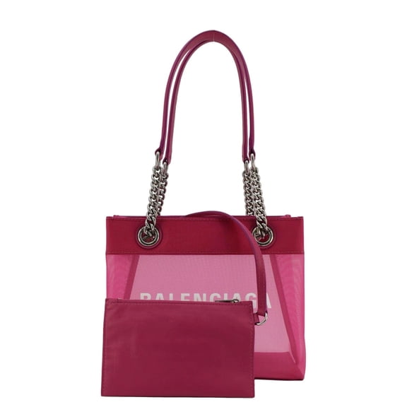 Pre-Owned BALENCIAGA Duty Free Mesh Tote Bag Fuchsia