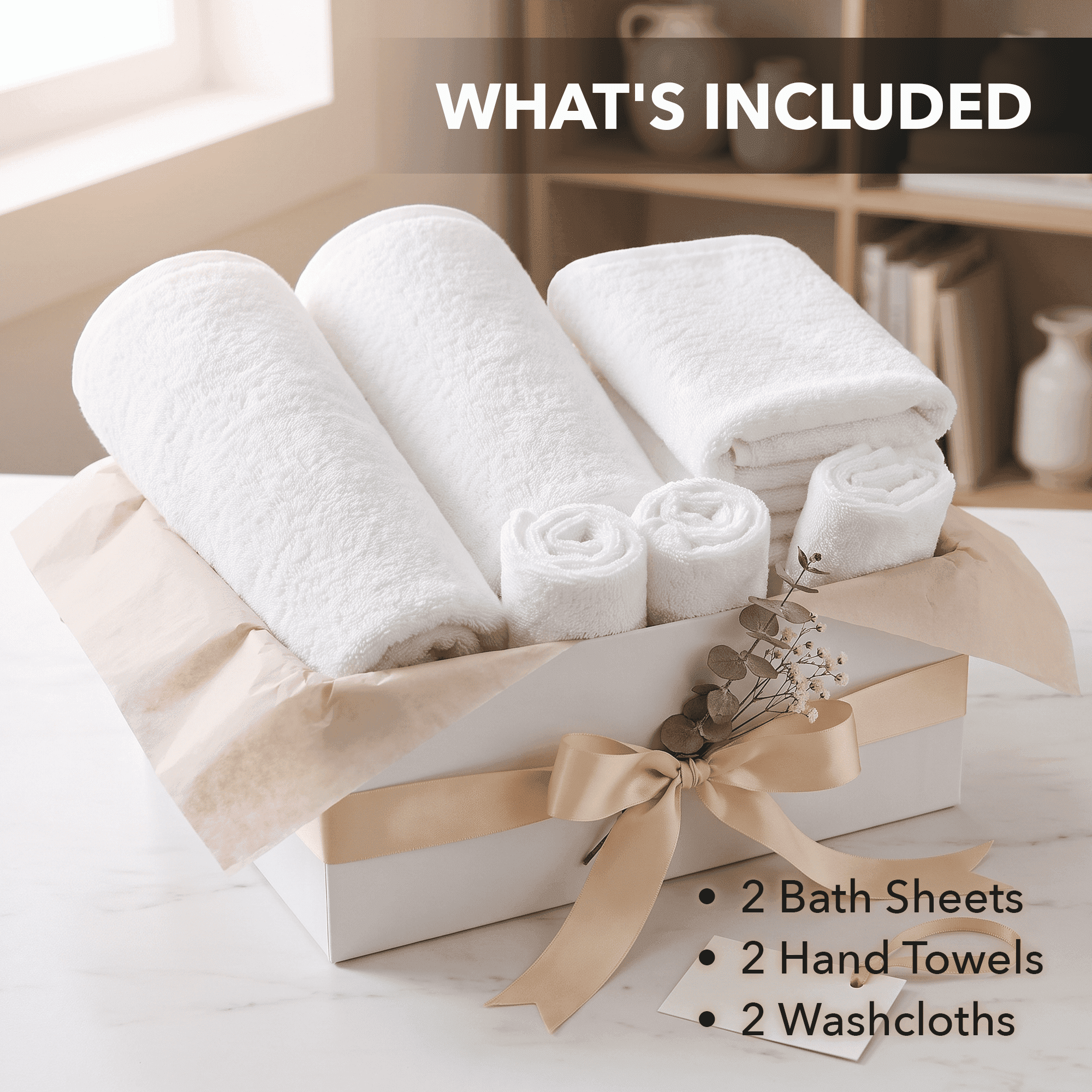 OVENTE 6 Piece Ultra Soft Bath Towels Set, Coral Fleece, White
