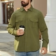 thumbnail image 4 of Mens Sweatshirts, Men's Causal Shirt Jacket Lightweight Long Sleeve Overshirt Classic Button down Shacket Jacket with 2 Flap Pockets, 4 of 7