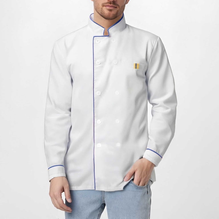 catering dress shirts MQLKF Men's Catering Chef Workwear Chef Suit Long Sleeve Top Cardigan Shirt  Fashionable Cozy Men's Tops