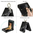 thumbnail image 3 of Case for Samsung Galaxy Z Flip 3 with Wrist Strap, Luxury Soft PU Leather Hard PC Shell for Women Men Ultra Thin Slim Durable Shockproof Protective Cover for Galaxy Z Flip 3 5G Black, 3 of 7