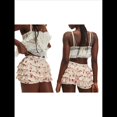 thumbnail image 3 of Mini Shorts con Volantes Florales para Mujer, Pantalones Bombachos con Volantes, Pantalones Abullonados. Rosa M, 3 of 7