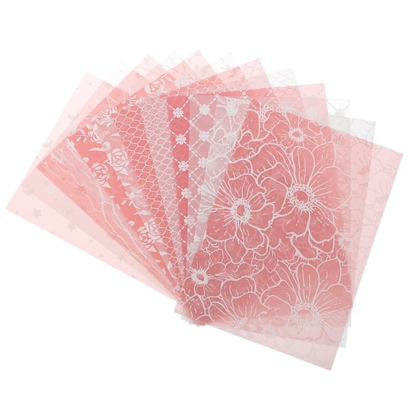 Uxcell 12 Sheets Scrapbook Textured Paper, Pink Scrapbooking Paper with Translucent Pattern Sheet for Scrapbook Planner Book Card Junk Journal Supplies Card DIY Project, 3.9x5.5 Inch