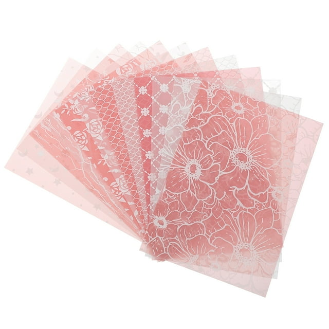 Uxcell 12 Hojas de Papel Texturizado para Scrapbook, Papel de Scrapbooking Rosa con Hoja de Patrón Translúcido para Suministros de Diario de Scrapbook, Proyecto DIY de Tarjeta, 3.9x5.5 Pulgadas