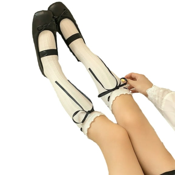 ZYHARUKO 1 Pair Womens Autumn Thin Socks Girls Sexy Cotton Lace Ruffle Style Calf Socks Long Socks Breathable Cute Lolitas Socks
