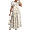 thumbnail image 3 of Vestido de Verano para Mujer, Talla Grande, Informal, Sin Mangas, con Tirantes Finos, para Playa Flores de Albaricoque XL, 3 of 7