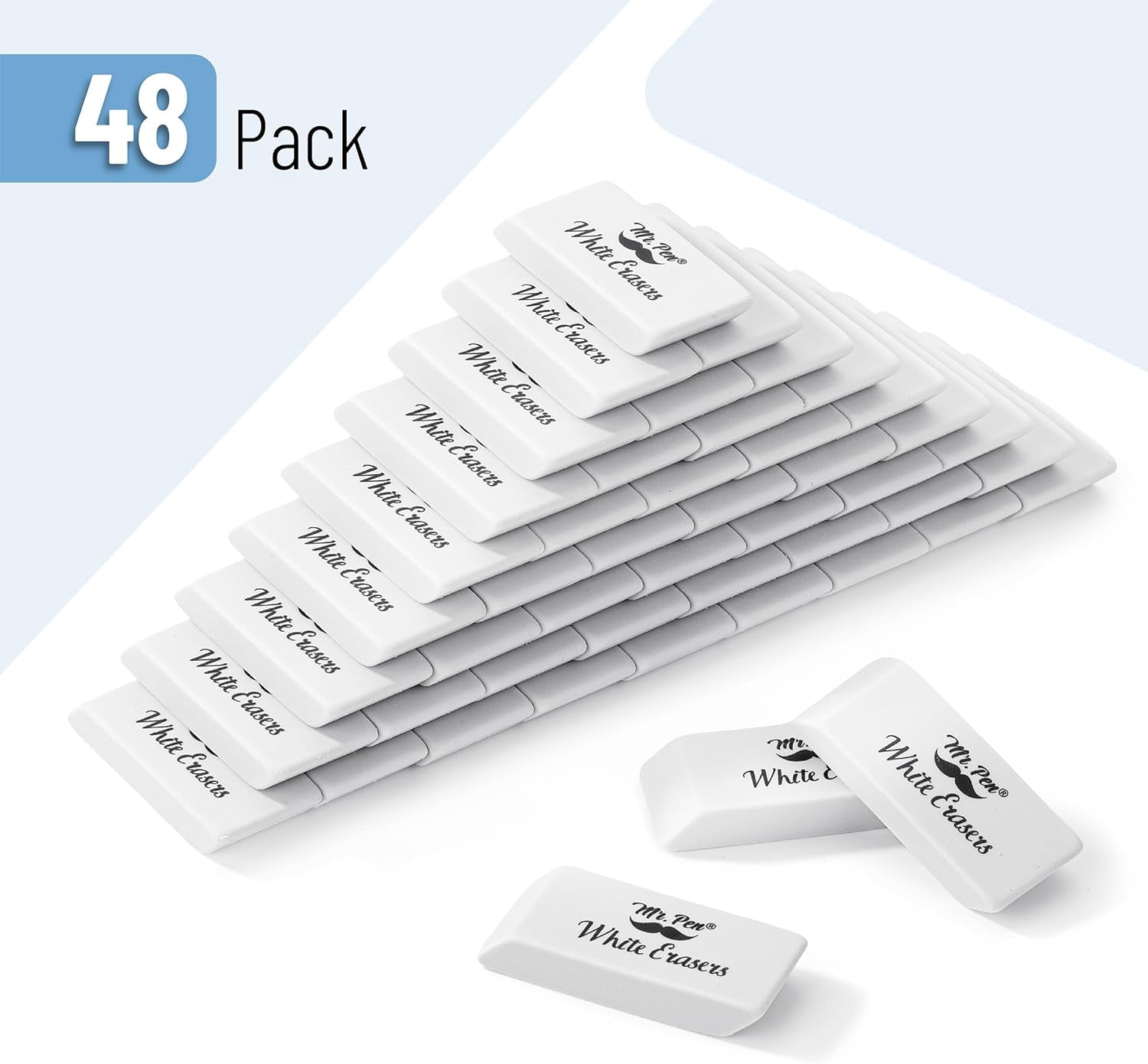 Mr. Pen- Erasers, 48 Pack, White Pencil Eraser, Erasers for Pencils, Mr Pen Erasers, Erasers for All Occasions