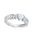 thumbnail image 4 of CHOOSE YOUR COLOR White Simulated Opal Filigree Heart Promise Ring .925 Sterling Silver Band CZ Female Size 9, 4 of 4