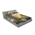 thumbnail image 2 of Ambesonne Nature Fitted Sheet & Pillow Sham Set, Flowers Blossoms Scene, Full, Charcoal Green Red, 2 of 2