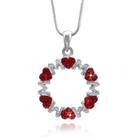 Circle Mom Necklace cocojewelry Mother's Day MOM Word Heart Circle of Love Pendant Necklace Gift For Mom ()