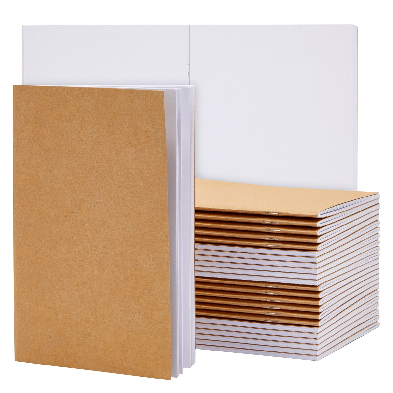 48 Pages 24 Sheets,4.25 x 5.5 Inch 100 Pack Mini Kraft Paper Notebook Unlined Pocket Kraft Notebook Blank Sketchbooks Travel Journal Notepad for Kids Classroom Students School Writing Black 
