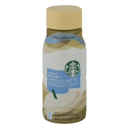 Starbucks Iced Espresso Skinny Vanilla Latte Premium Iced Coffee Drink, 40 oz Bottle