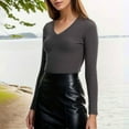 thumbnail image 2 of BLVB Women's V Neck Long Sleeve Tops Casual Slim Fit Basic T-Shirts Going out Fall Spring Layer Tops Tight, 2 of 8