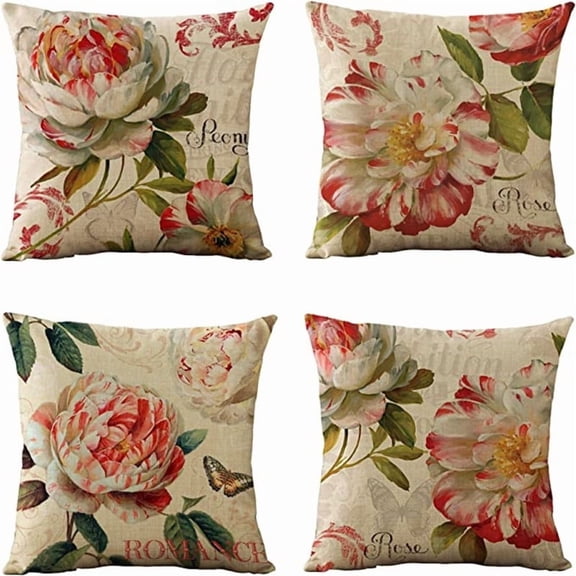 Hongan linen pillow covers 18 x 18 inch outdoor pillows clearance sofa pillows for living room set of 4 patio pillows covercovers for sofa