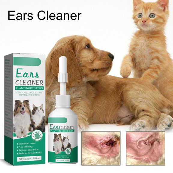EcoVerve Pet Ear Drops Universal For Cats & Dogs Ear Removal Odor Eliminator Itch 20ML Ear Cleanser