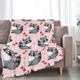 thumbnail image 6 of Cute Raccoon Blanket for Girls Women Gifts for Raccoon Lovers Raccoon Throw Blanket for Kids Adults Ultra Soft Cozy Fleece Blanket for Couch Sofa \u200bBed Pink 50"x60", 6 of 6