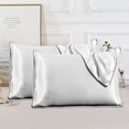 thumbnail image 3 of 2pcs Artificial Silk Breathable Comfortable Pillowcase Pillow Case  (White S), 3 of 8