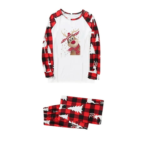 

Honeeladyy Parent-child Warm Christmas Set Printed Home Wear Pajamas Two-piece Mom Set Red Sales Online