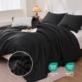 thumbnail image 3 of Sleep Zone Striped Jacquard Bedding Set King Size, 3 Piece Luxury Ultra Soft Comforter Set, Lightweight Breathable & Durable Black Bedding Set, 3 of 13