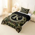 thumbnail image 2 of Erosebridal Boys K Personalized Initial Twin Comforter Sets 3-Piece,Abstract Camouflage Bedding Set,Black Reversible, 2 of 6