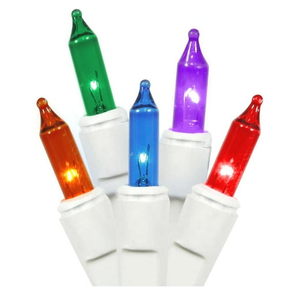 LiteSource 33534 - 35 Light 11.5' White Wire Multi-Color Miniature Christmas Light String Set with 3" Spacing