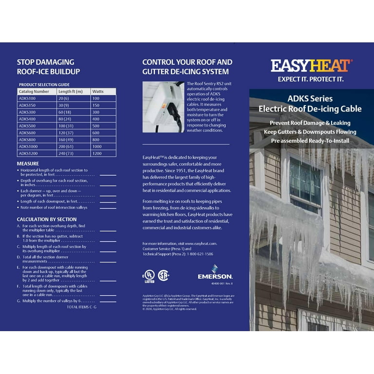 Easy Heat ADKS Roof and Gutter Heat Trace Cable