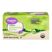 Great Value Unsalted Organic Butter Sticks, 16 oz Box, 4 Sticks