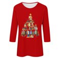 thumbnail image 4 of Meichang Chemises de Noël pour Femmes, Col Rond, Manches 3/4, Coupe Ample, Chandail de Noël Classique, Joyeux Noël, T-Shirts Graphiques, 4 of 4