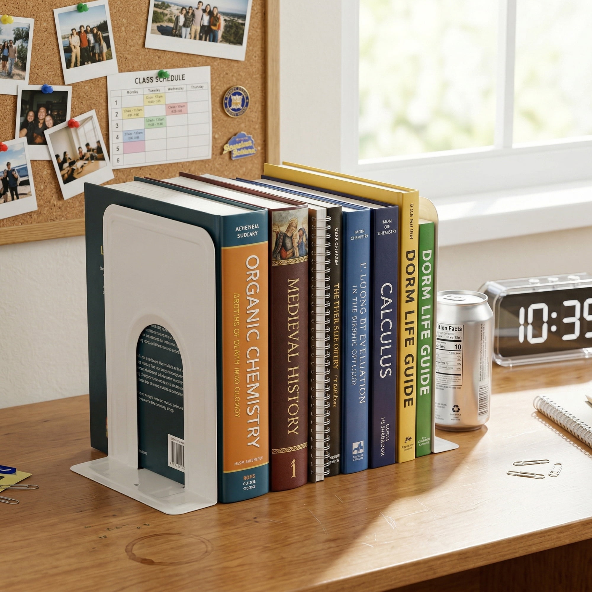 Unique Bargains Expandable Iron Bookends with Compartments White 5.2"L x 6.5"W x 8.5"H