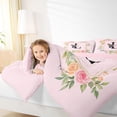 thumbnail image 4 of Homewish Rose Initial L Letter Full Size Comforter Sets, Kawaii Cartoon Butterfly Bedding Comforter Set, Teens Kids Girls Women Reversible Bedding Sets, Ultra Soft Bedroom Decor, 3-Piece, 4 of 8