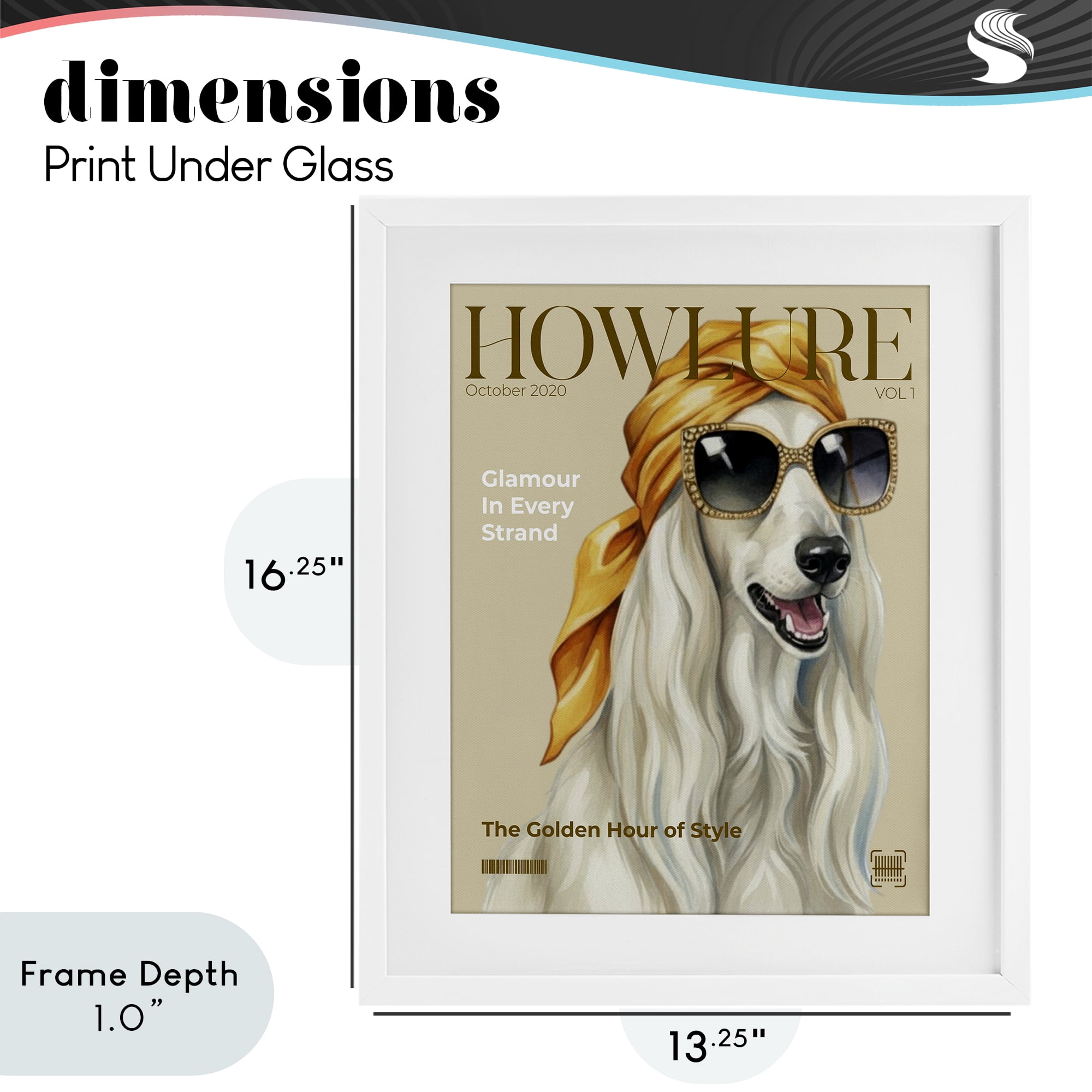 Stupell Industries Howlure Dog Fashion Magazine White Framed Print Under Glass, design by A Barefoot Stylist