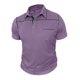 thumbnail image 4 of Blusa y camisa de manga corta con cuello vuelto para hombre, blusa de manga corta de color liso con botones y bolsillo y cuello vuelto, blusa de poliéster para hombre, 4 of 7