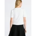 thumbnail image 3 of Free Assembly Women's and Women's Plus Embellished Pleat Shoulder Top with Short Sleeves, Sizes XS-4X, 3 of 5