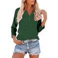 thumbnail image 4 of Women 3/4 Sleeve V Neck Button Down Shirt Business Casual Cotton Dressy Blouse Summer Office Outfit 2025, 4 of 7