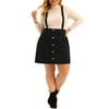 MODA NOVA Juniors Plus Size Button Zip A-Line Corduroy Mini Suspender Skirt