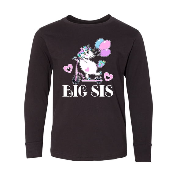 Inktastic Big Sis Unicorn Sister Announcement Long Sleeve Youth T-Shirt