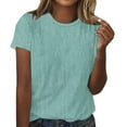 thumbnail image 1 of Blusas para las Mujeres Casual Impreso Cuello Redondo Suéter Manga Corta Blusa, Ligero Casual Top, 1 of 4