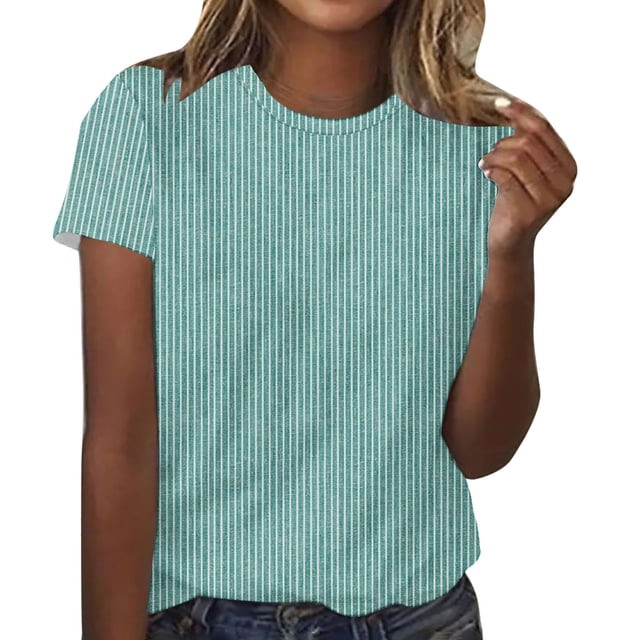 Blusas para las Mujeres Casual Impreso Cuello Redondo Suéter Manga Corta Blusa, Ligero Casual Top