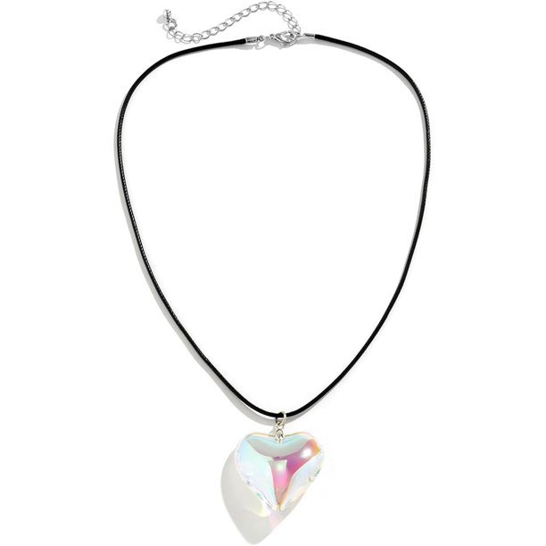 Gargantilla gruesa con forma de corazón – Colgante de corazón grande, cadena de terciopelo ajustable, collares de corazón para mujeres, adolescentes y niñas Y2K, accesorios de joyería de moda